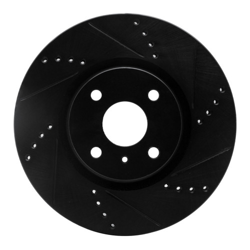 R1 2016-2025 Fiat 124 Spider Front Right Drilled & Slotted Black Brake Rotor