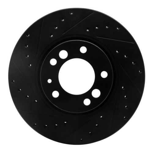 R1 91-93 BMW M5 Front Left Drilled & Slotted Black Brake Rotor