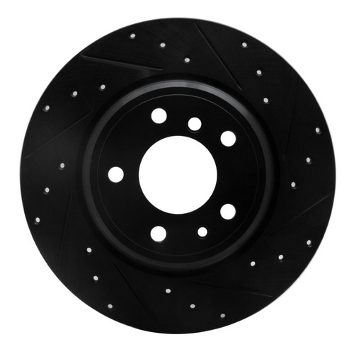 R1 91-01 BMW 850CI Rear Right Drilled & Slotted Black Brake Rotor