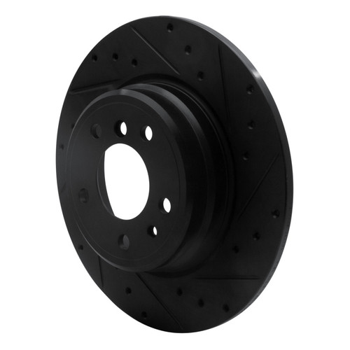 R1 91-01 BMW 850CI Rear Right Drilled & Slotted Black Brake Rotor