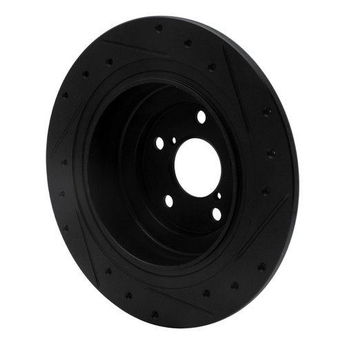 R1 00-06 Subaru Outback Rear Left Drilled & Slotted Black Brake Rotor