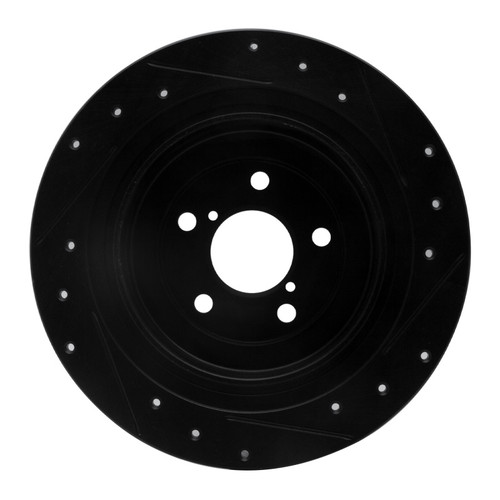 R1 00-06 Subaru Outback Rear Left Drilled & Slotted Black Brake Rotor