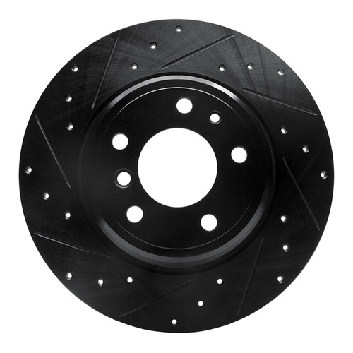 R1 91-01 BMW 740IL Rear Left Drilled & Slotted Black Brake Rotor