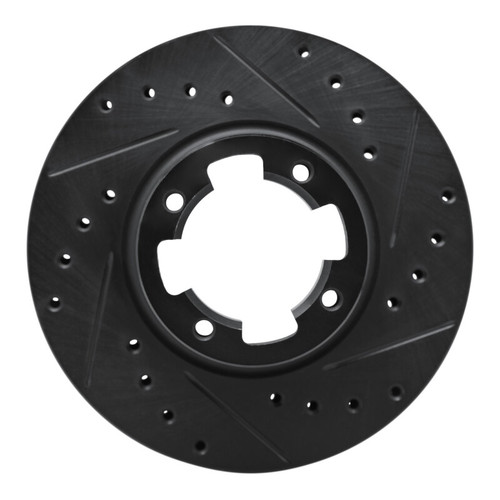 R1 83-89 Subaru Brat Front Right Drilled & Slotted Black Brake Rotor