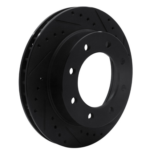 R1 73-93 Dodge B350 Front Right Drilled & Slotted Black Brake Rotor