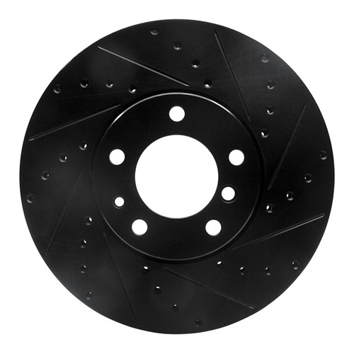 R1 91-01 BMW 850CI Front Right Drilled & Slotted Black Brake Rotor