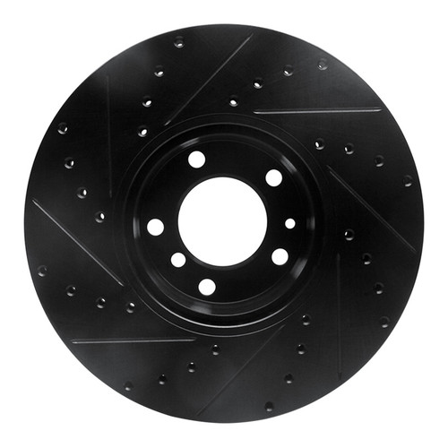 R1 91-01 BMW 850CI Front Right Drilled & Slotted Black Brake Rotor