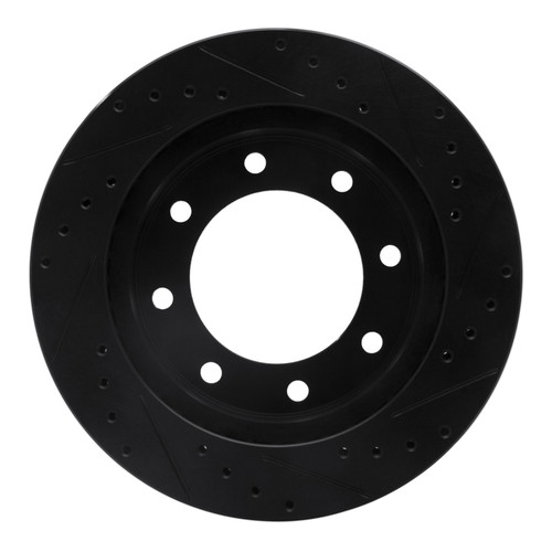 R1 73-93 Dodge B350 Front Left Drilled & Slotted Black Brake Rotor