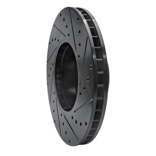 R1 91-01 BMW 740I Front Left Drilled & Slotted Black Brake Rotor