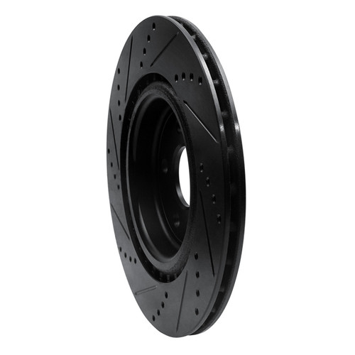 R1 2017-2020 Jaguar I-Pace Rear Right Drilled & Slotted Black Brake Rotor