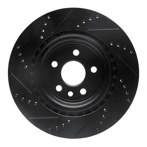 R1 2017-2020 Jaguar I-Pace Rear Right Drilled & Slotted Black Brake Rotor