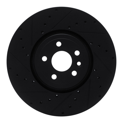 R1 2017-2020 Jaguar F-Pace Front Left Drilled & Slotted Black Brake Rotor