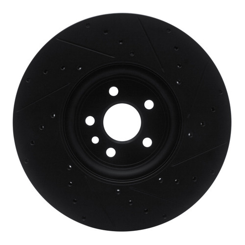 R1 2017-2020 Jaguar F-Pace Front Left Drilled & Slotted Black Brake Rotor