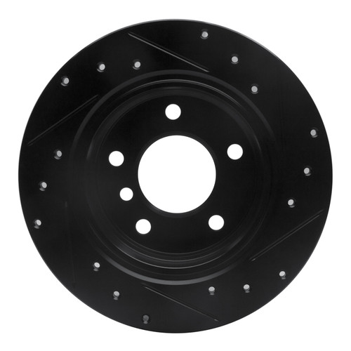 R1 91-99 BMW 325IS Rear Left Drilled & Slotted Black Brake Rotor