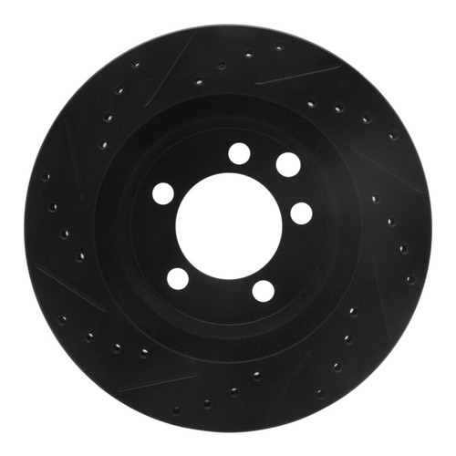 R1 74-81 Dodge W100 Front Right Drilled & Slotted Black Brake Rotor