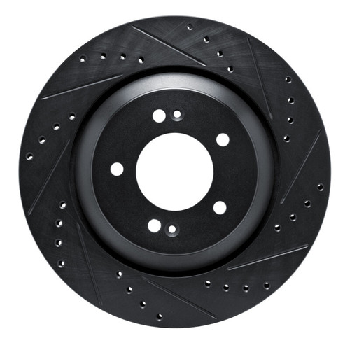 R1 2019-2025 Hyundai Kona N Rear Right Drilled & Slotted Black Brake Rotor