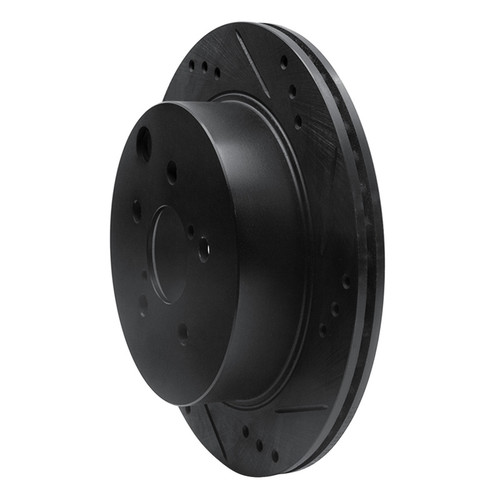 R1 14-18 Subaru Forester Rear Right Drilled & Slotted Black Brake Rotor