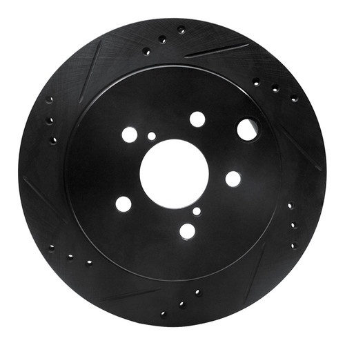 R1 14-18 Subaru Forester Rear Left Drilled & Slotted Black Brake Rotor
