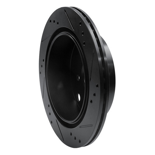 R1 14-18 Subaru Forester Rear Left Drilled & Slotted Black Brake Rotor