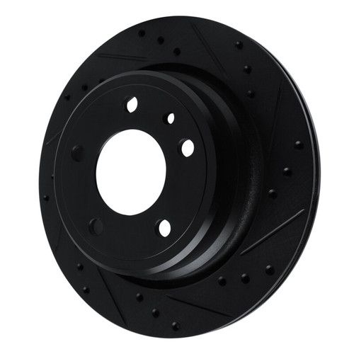 R1 88-94 BMW 750IL Rear Right Drilled & Slotted Black Brake Rotor