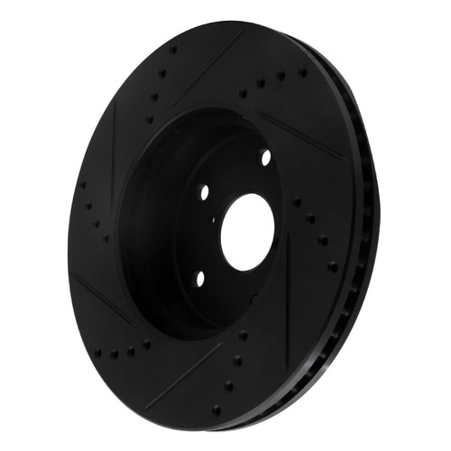 R1 15-19 Subaru Legacy Front Right Drilled & Slotted Black Brake Rotor