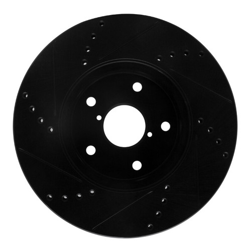 R1 15-19 Subaru Legacy Front Right Drilled & Slotted Black Brake Rotor