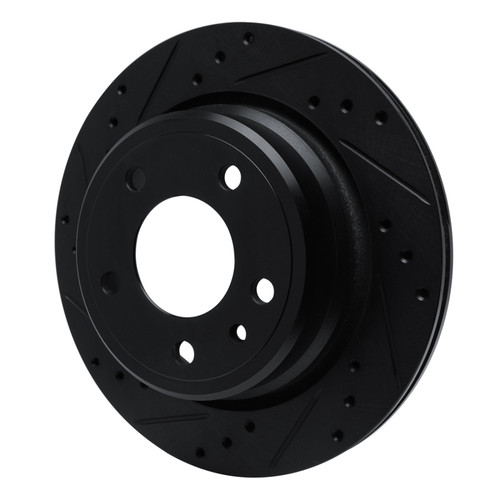 R1 88-94 BMW 750IL Rear Left Drilled & Slotted Black Brake Rotor