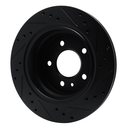 R1 88-94 BMW 750IL Rear Left Drilled & Slotted Black Brake Rotor