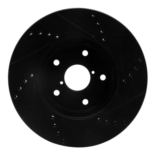 R1 15-19 Subaru Legacy Front Left Drilled & Slotted Black Brake Rotor