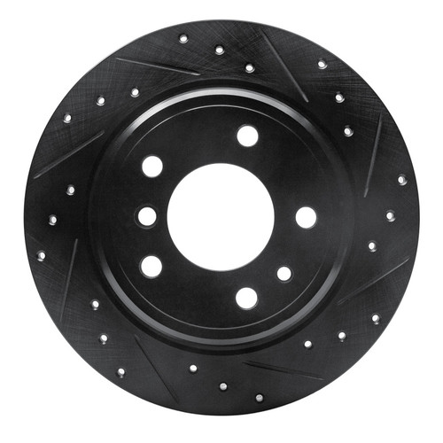 R1 89-95 BMW 525I (USA/Canada) Rear Right Drilled & Slotted Black Brake Rotor