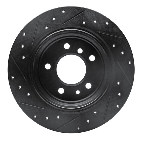 R1 89-95 BMW 525I (USA/Canada) Rear Right Drilled & Slotted Black Brake Rotor