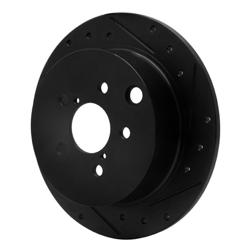 R1 12-23 Subaru XV Crosstrek Rear Right Drilled & Slotted Black Brake Rotor