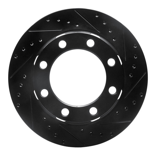 R1 75-93 Dodge W200 Front Right Drilled & Slotted Black Brake Rotor