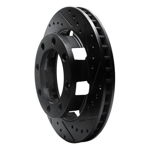 R1 75-93 Dodge W200 Front Right Drilled & Slotted Black Brake Rotor