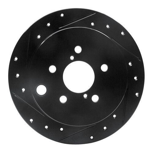 R1 12-23 Subaru Crosstrek Rear Left Drilled & Slotted Black Brake Rotor