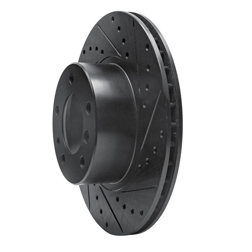 R1 89-95 BMW 525IT Front Right Drilled & Slotted Black Brake Rotor