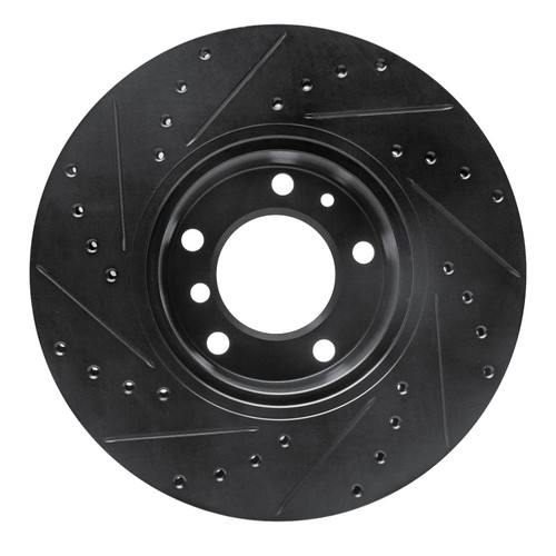 R1 89-95 BMW 525IT Front Right Drilled & Slotted Black Brake Rotor