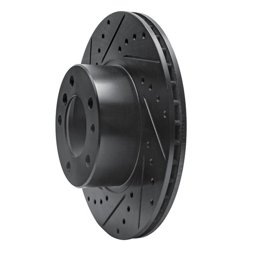 R1 89-95 BMW 530I Front Left Drilled & Slotted Black Brake Rotor