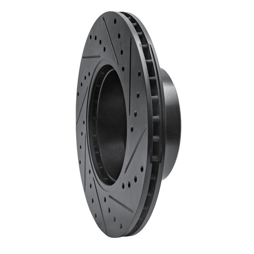 R1 89-95 BMW 530I Front Left Drilled & Slotted Black Brake Rotor