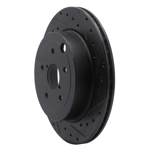 R1 08-20 Subaru Impreza Rear Right Drilled & Slotted Black Brake Rotor