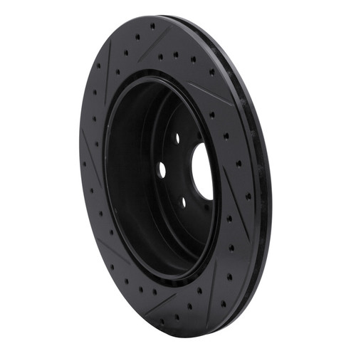 R1 08-20 Subaru Impreza Rear Right Drilled & Slotted Black Brake Rotor