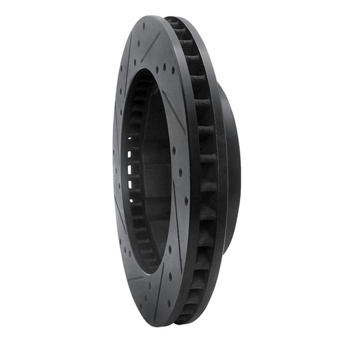 R1 88-00 Chevrolet K1500 Suburban Front Right Drilled & Slotted Black Brake Rotor