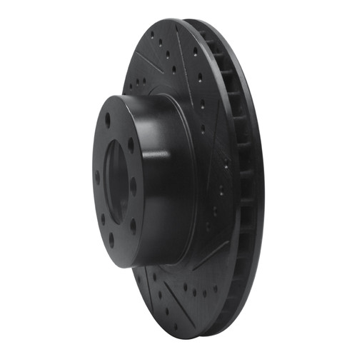 R1 87-95 BMW 735IL Front Right Drilled & Slotted Black Brake Rotor