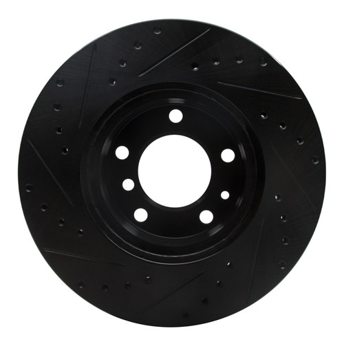 R1 87-95 BMW 735IL Front Right Drilled & Slotted Black Brake Rotor