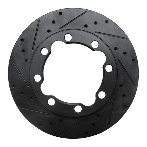 R1 88-00 Chevrolet K2500 Front Left Drilled & Slotted Black Brake Rotor