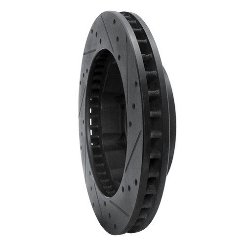 R1 88-00 Chevrolet K2500 Front Left Drilled & Slotted Black Brake Rotor