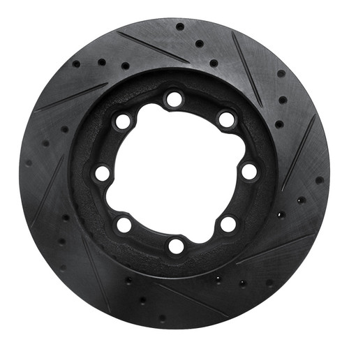 R1 88-00 Chevrolet K2500 Front Left Drilled & Slotted Black Brake Rotor