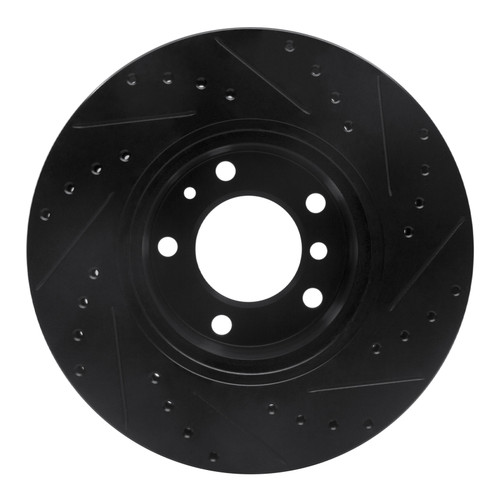 R1 87-95 BMW 540I Front Left Drilled & Slotted Black Brake Rotor