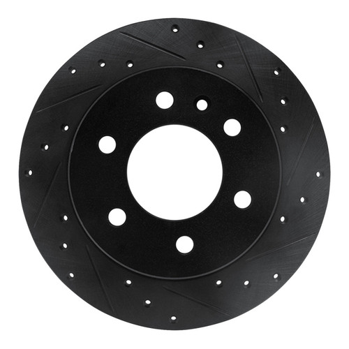 R1 06-18 Dodge Sprinter 2500 Rear Right Drilled & Slotted Black Brake Rotor