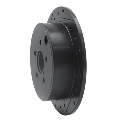 R1 08-15 Subaru Forester Rear Left Drilled & Slotted Black Brake Rotor